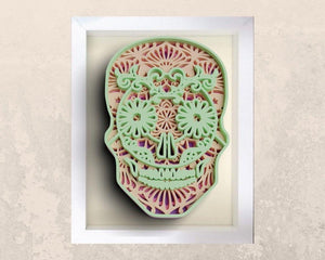 3D Sugar Skull SVG DXF files  - Skeleton Svg-Rishasart