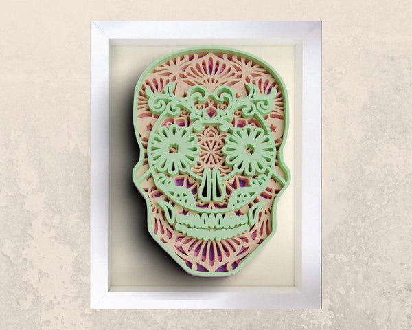 3D Sugar Skull SVG DXF files  - Skeleton Svg-Rishasart