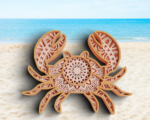 3D Crab SVG DXF 4 Layers - Sea Animals Svg-Rishasart