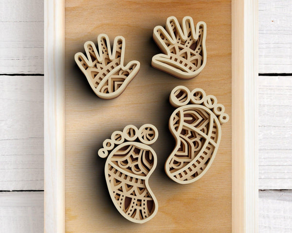 3D Baby Feet SVG DXF 4 Layer - Baby Shower Svg-Rishasart