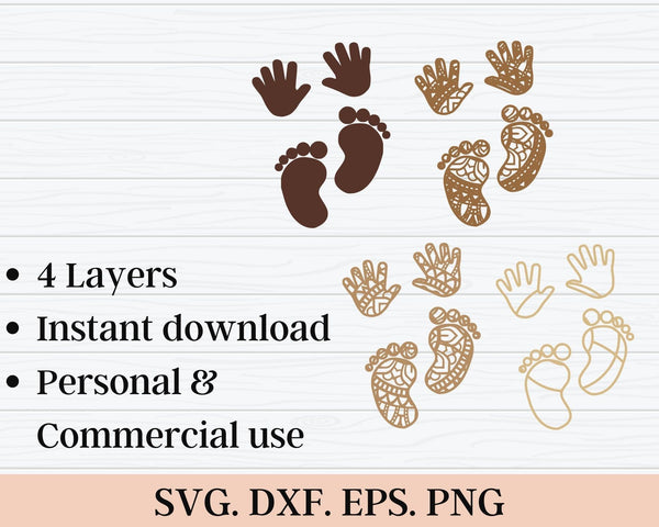 3D Baby Feet SVG DXF 4 Layer - Baby Shower Svg-Rishasart