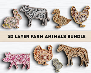 3D Farm Animals SVG DXF Bundle - Pig Svg-Rishasart