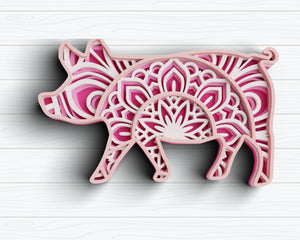 3D Farm Animals SVG DXF Bundle - Pig Svg-Rishasart