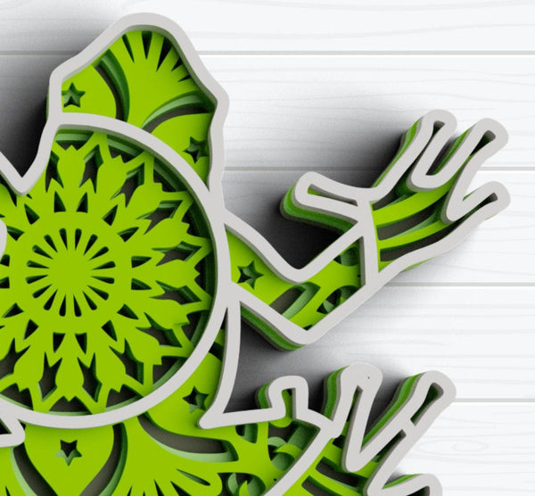 3D Frog Mandala SVG DXF files-Rishasart