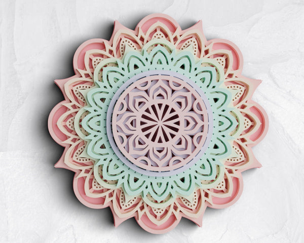 3D Flower Mandala SVG DXF 7 Layers-Rishasart