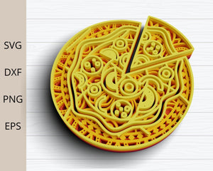 Multilayer Pizza SVG - Pizza cut file - 3D layer - Plywood cutting - Paper cutting - SVG file - 3D Mandala SVG-Rishasart