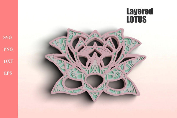 3D Lotus SVG DXF Files - 3D Mandala Svg-Rishasart