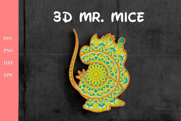 3D Mr. Mice SVG DXF files - 3D Mandala Svg-Rishasart