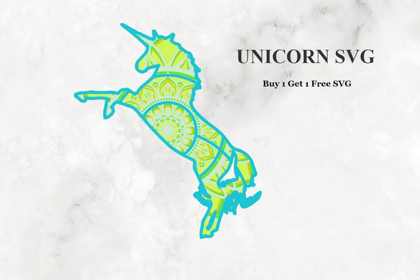 Unicorn SVG  5 Layer 3D Mandala SVG PNG, Layered Mandala Svg, Kindergarten Svg *Instant Download*-Rishasart