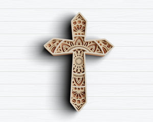 Cross Layered SVG DXF 4 Layers - Faith Cross Svg-Rishasart