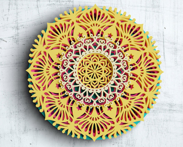 3D Flower Mandala SVG DXF 5 Layers-Rishasart