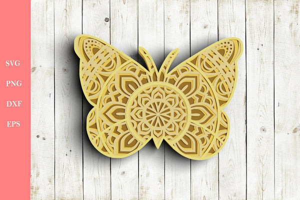 3D Butterfly Mandala SVG DXF files-Rishasart