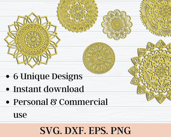 Mandala Monogram SVG DXF Bundle - Floral Mandala Svg files for Cricut, Laser Cut-Rishasart