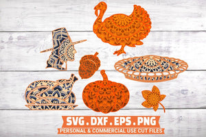 3D Thanksgiving Layer SVG Bundle - 4 Layers Turkey Mandala SVG-Rishasart