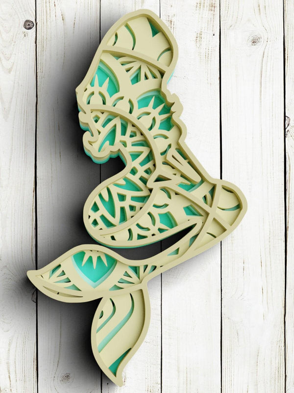 Layered Mermaid Mandala SVG DXF Bundle - 3D Mandala Svg - Mermaid Svg - Layered Mandala Svg files for Cricut, Laser Cut-Rishasart