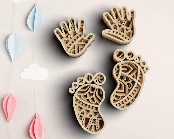 3D Baby Feet SVG DXF 4 Layer - Baby Shower Svg-Rishasart