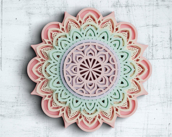 3D Flower Mandala SVG DXF 7 Layers-Rishasart