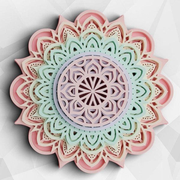 3D Flower Mandala SVG DXF 7 Layers-Rishasart