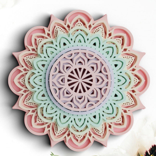 3D Flower Mandala SVG DXF 7 Layers-Rishasart