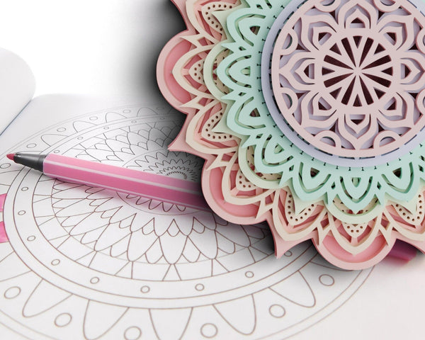 3D Flower Mandala SVG DXF 7 Layers-Rishasart