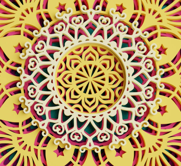 3D Flower Mandala SVG DXF 5 Layers-Rishasart