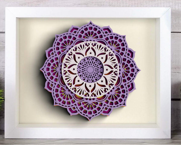 3D Flower Mandala SVG DXF 5 Layers -  Reverse 3D Mandala Svg-Rishasart