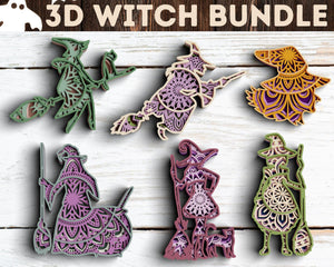 3D Halloween SVG DXF Bundle- Witch Svg-Rishasart
