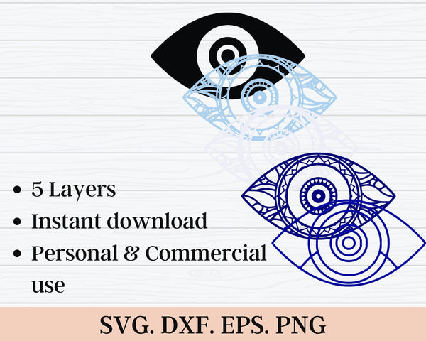 3D Evil Eye SVG DXF 5 Layer - Religious Svg-Rishasart