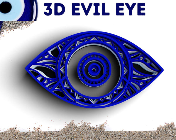 3D Evil Eye SVG DXF 5 Layer - Religious Svg-Rishasart