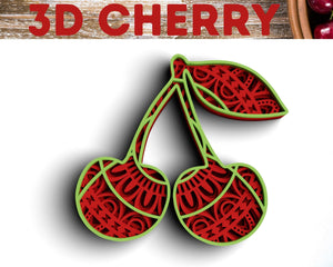 3D Cherry SVG DXF 4 Layer - Fruit Svg 3D Mandala Svg-Rishasart