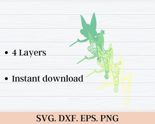 3D Fairy SVG DXF  4 Layer- Kids Svg-Rishasart