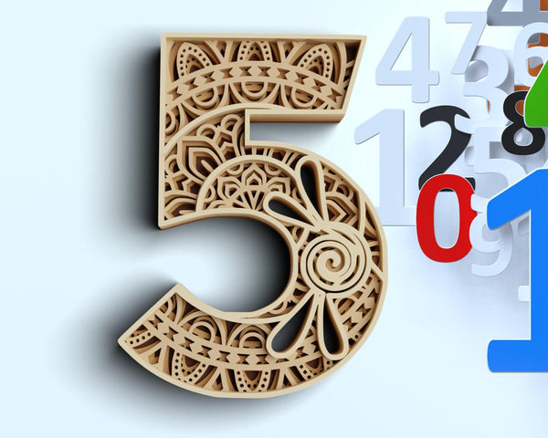 3D Layered Number Five SVG DXF-Rishasart