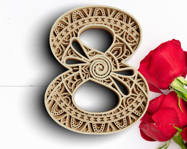 Layered Floral Number Eight SVG DXF-Rishasart