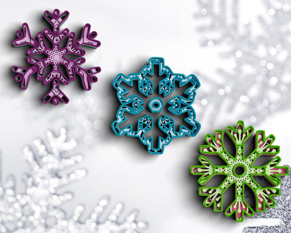 3D Snowflake SVG DXF 4,5 Layer - Christmas Svg-Rishasart