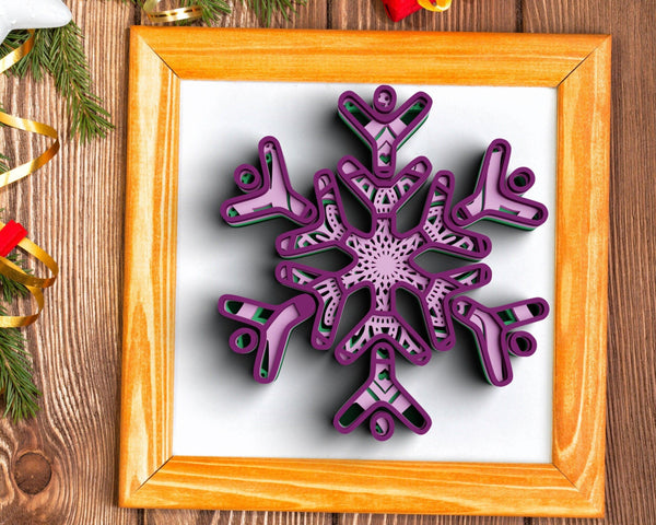 3D Snowflake SVG DXF 4,5 Layer - Christmas Svg-Rishasart