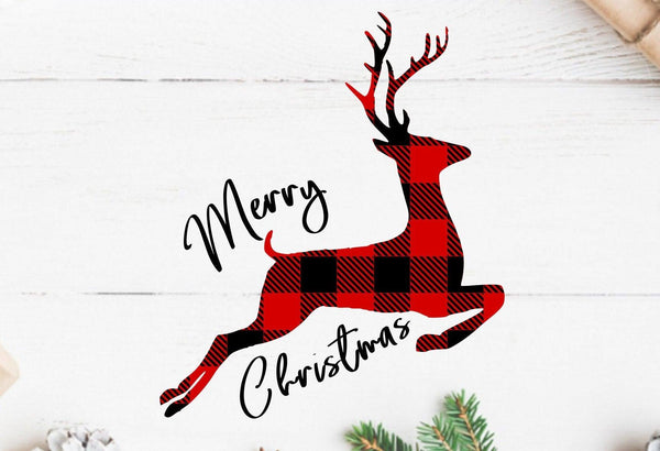 Reindeer SVG - Merry Christmas SVG - Buffalo Plaid SVG files for Cricut-Rishasart