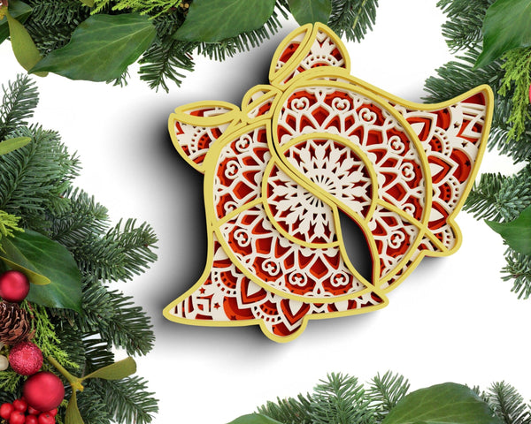 3D Christmas SVG DXF 4 Layer - Bell Svg-Rishasart