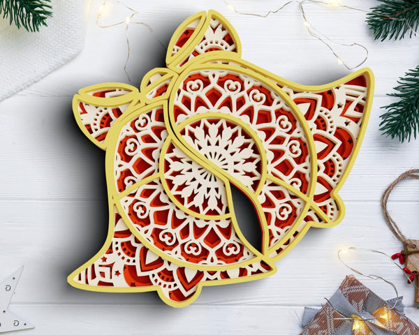 3D Christmas SVG DXF 4 Layer - Bell Svg-Rishasart