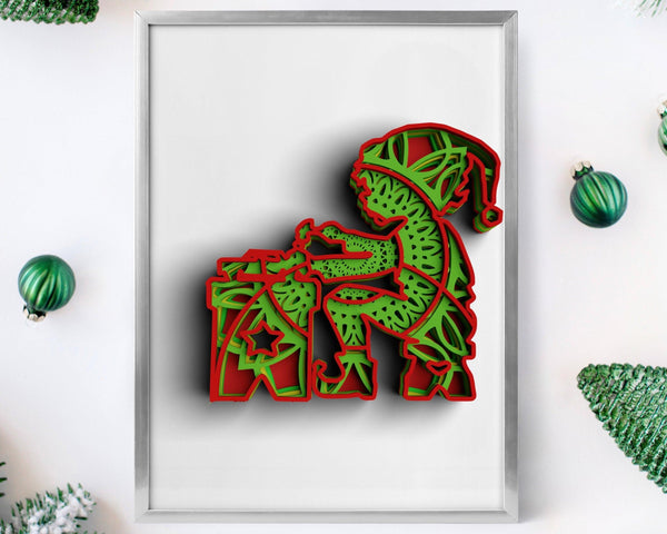 3D Christmas SVG DXF 5 Layer - Elf Svg-Rishasart