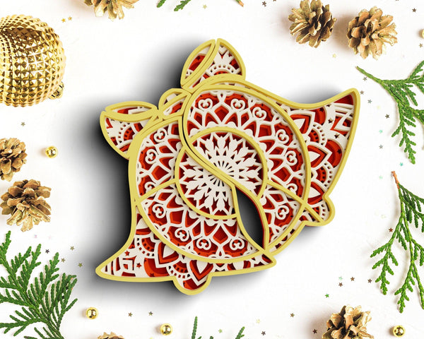 3D Christmas SVG DXF 4 Layer - Bell Svg-Rishasart