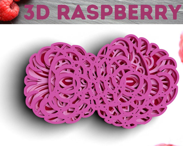 3D Raspberry SVG DXF 4 Layer - Fruit Svg-Rishasart