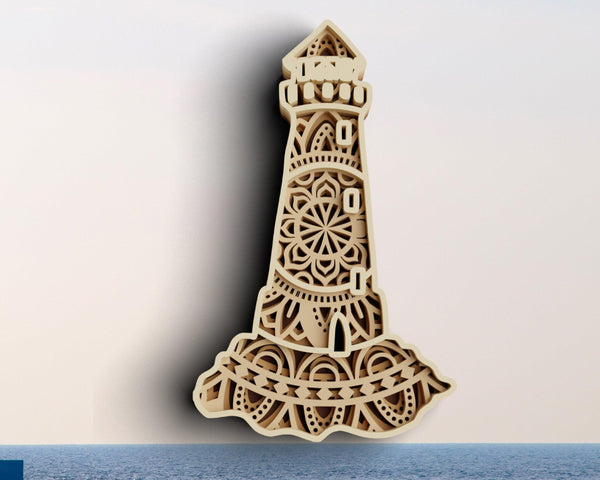 3D Lighthouse SVG DXF 4 Layer-Rishasart