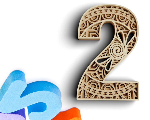 Layered Floral Numbers SVG DXF - Number 2 3D Mandala Svg - Layered Mandala Svg - Laser Cut DXF, Cricut Projects-Rishasart