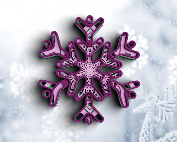 3D Snowflake SVG DXF 4,5 Layer - Christmas Svg-Rishasart