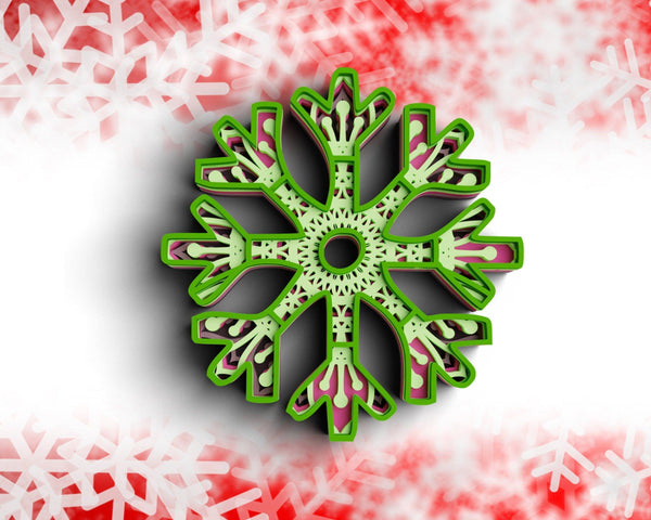 3D Snowflake SVG DXF 4,5 Layer - Christmas Svg-Rishasart