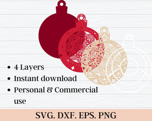 3D Christmas SVG DXF Bundle - Ornament Svg-Rishasart