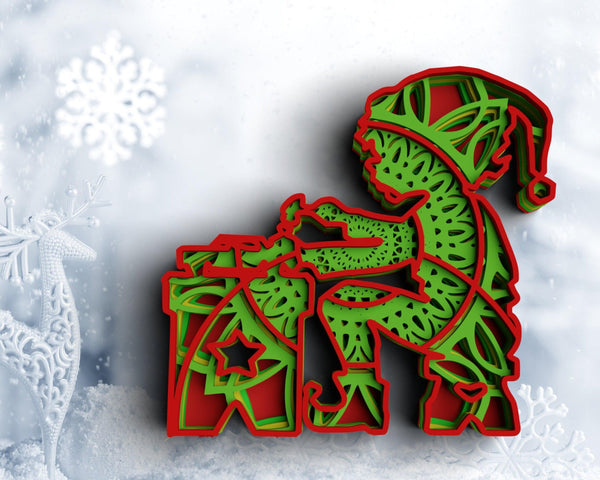 3D Christmas SVG DXF 5 Layer - Elf Svg-Rishasart