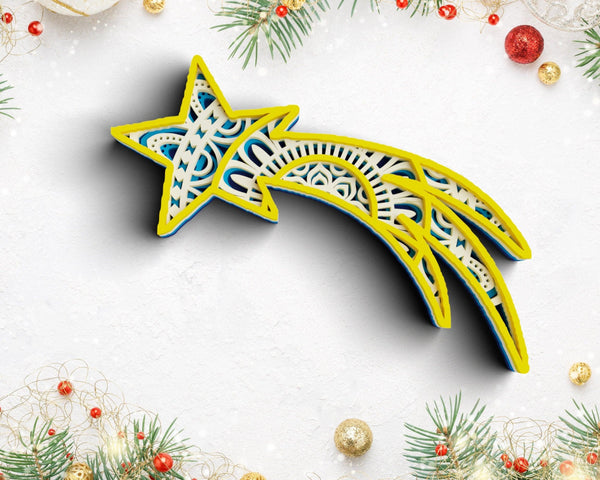 3D Shooting Star SVG DXF 4 Layer - Christmas Svg-Rishasart