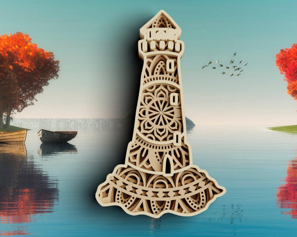 3D Lighthouse SVG DXF 4 Layer-Rishasart