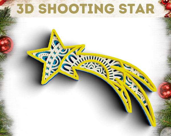 3D Shooting Star SVG DXF 4 Layer - Christmas Svg-Rishasart